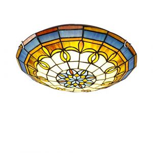 Plafonnier de style LED Tiffany (plafonnier en verre teint&eacute;, 85-265V), entr&eacute;e/couloir/couloir/couloir, luminaires &agrave; encastrer d&eacute;coratifs (Couleur : Lumi&egrave;re chaude-30cm) (ZTJ-Lighting, neuf)