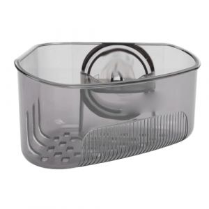 Yinhing Support D'angle D'&eacute;vier &agrave; Ventouse, Porte-&eacute;ponge Triangulaire avec Rev&ecirc;tement Anti-odeur pour Organisateur D'&eacute;vier de Cuisine, Installation sans Perceuse (Noir transparent) (Antilog, neuf)