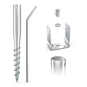 Maxerio 80 cm U-Set 3er Fondation à vis INKL. 121 mm Socle de Poteau; Ø 60 x 2; M12 (Maxerio GmbH, neuf)