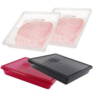 Easy Make Lot de 4 Boîtes de Conservation 22x26x4,5cm avec Ouverture Facile – Idéal pour Conserver Charcuterie, Fromage, Saucisse, Saumon fumé, Hareng, Lardon, Terrine, Jambon – Design Français (Valse des Prix, neuf)