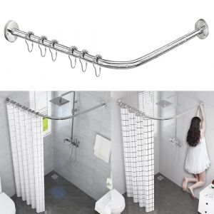 AUBWIG Rideau De Douche Rail En Acier Inoxydable En Forme De L Salle De Bain Baignoire Coin Rideau De Douche Tringne Pas De Perçage Pour Magasin De Vêtements Salle De Bain (75-95cm x 90-130cm) (anjieying, neuf)