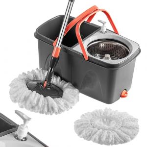 KADAX Balai serpillère rotatif avec fonction essorage, serpillère avec seau à double chambre, serpillère à manche télescopique, serpillère avec seau (KADAX, neuf)