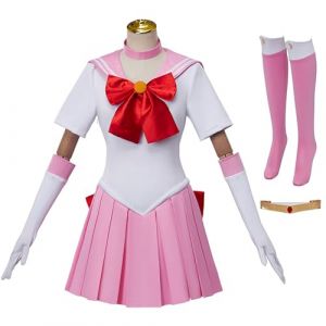 AYIMEIS Chibiusa Cosplay Costume Set Femme D&eacute;guisements de Anime Sailor Girl Costume Small Lady Cosplay Uniforme de Marin JK Uniforme Japonais No&euml;l Halloween Carnaval F&ecirc;te Tenue Rose (AIYIMEIDE, neuf)