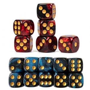 10 PCS D&eacute;s de jeux, Yams jeux de societe, 16mm D6 D&eacute; en Acrylique, D&eacute;s Rouge-Noir et Noir-Bleu avec Sac en Tissu, de jeu &agrave; 6 c&ocirc;t&eacute;s, de soci&eacute;t&eacute;,R&ocirc;le,Table,Cours de Math&eacute;matiques (SHI MEIPING DE SHOP, neuf)