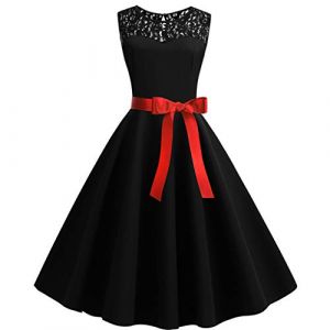 Robe Vintage Ann&eacute;Es 50 Pin Up Femme Crayon,R&eacute;tro Robe de Soiree Chic et &Eacute;l&eacute;gant Col Rond Robe de Cocktail Manches Courtes Vintage Robe Ann&eacute;e 50s Pin-up Rockabilly Swing Robe de Bal (Blingko, neuf)