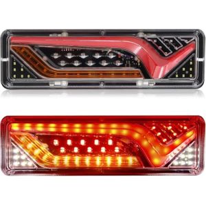 Biqing 2PCS Universal Feux Remorque Led 24V Feu Stop Arri&egrave;re LED Feu Arri&egrave;re &eacute;clairage de Remorque Clignotant Dynamique Lampe pour camion caravane van bateau (jose201606, neuf)