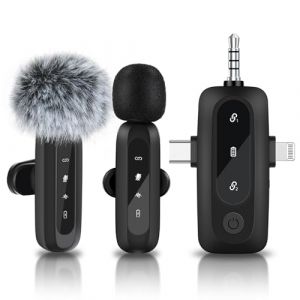 aceyoon Micro Cravate sans Fil pour iPhone Android PC Caméra, Clip-on Lavalier Microphone Plug-Play Réduction du Bruit Micro Cravate USB C avec Écran LED pour l'Enregistrement, Vlog, Youtube,TikTok (aceyoon Exclusive Store, neuf)
