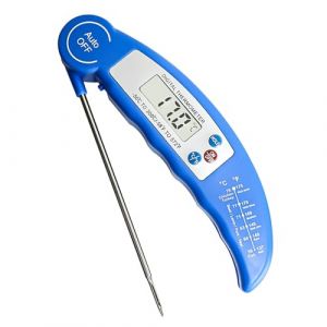 Thermometre Cuisine, Thermom&egrave;tre &agrave; viande, Thermometre Cuisson Lecture Instantan&eacute;e, R&eacute;tro&eacute;clairage LCD & Calibration, Sonde Pliable, pour Cuisson, Viande, BBQ, Bleu (JIANGWENANLTD, neuf)