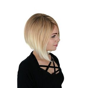 Prettyland Perruque Courte carré 30cm Blond très Clair Mèches Coiffure Lisse Plongeant Raie au Milieu Travesti C533 (PrettyLand.eu, neuf)