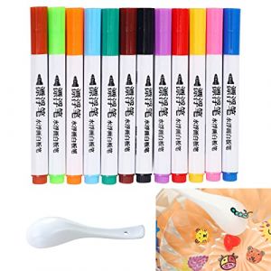 Stylo Magique pour Peinture à L'eau, 12 Marqueur Flottant à L'eau, Stylo à Gribouiller avec Cuillère, Marqueur Tableau Blanc Effacable, pour Gribouiller, Dessiner, écrire, Tableau Blanc (MEIQIONGSHAO LIMITED, neuf)