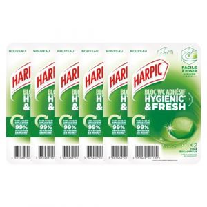 Harpic - Lot de 6x2 Blocs WC adh&eacute;sif Hygienic & Fresh Pin & Eucalyptus (Blacutt Market, neuf)