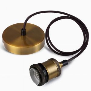 Seruno E27 M&eacute;tal Suspension Luminaire avec Plafond, Douille E27, Suspensions D'&eacute;clairage Int&eacute;rieur, Support Douille Ampoule et C&acirc;ble de 100cm pour Suspension Cuisine, Salon et Chambre,Cuivre (KATHURY LIMITED, neuf)