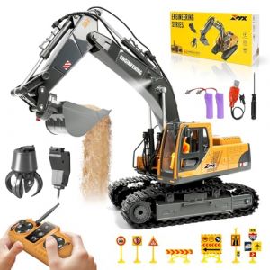 Charmofun Pelleteuse Télécommandée 3-en-1, 2,4GHz RC avec 3 Têtes Métalliques, Cabine Pivotante 680° avec Lumières et Musique, Jouet Engin de Chantier Cadeau Enfant 3-12 Ans (Pulsepoint Market Kft., neuf)