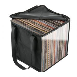 Sac de transport pour disques vinyles de 30,5 cm, boîte de rangement anti-poussière pour disques vinyles LP, peut contenir jusqu'à 50 albums vinyles, 1 noir., Refer to description, Unisexe (hudticyt, neuf)