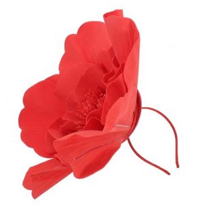 TOPPERFUN Bibi à Fleurs Rouge Serrage-Tête Antidérapant Grand Accessoire Floral pour Femme Chapeau Bibi Élégant pour Événements Fêtes et Courses Équestres (Linuya, neuf)