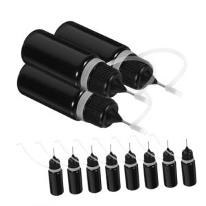 Healifty 15pi&egrave;ces Flacon &agrave; Embout Fin Aiguille Pour Colle Peinture Liquide Huile Noir Pour Loisirs Cr&eacute;atifs Bricolage (HeeLang, neuf)