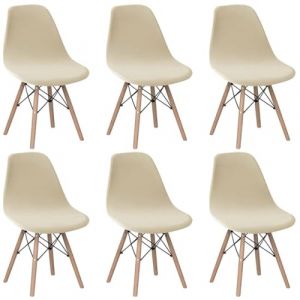 Housse de Chaise Scandinave en Velours Lot de 2 Housses de Chaise de Salle &agrave; Manger Extensibles Couverture Protection Chaises Scandinaves Lavable pour Cuisine Maison H&ocirc;tel Rose(Beige,Lot de 6) (taiyuansuandashangmaoyouxiangongsi, neuf)