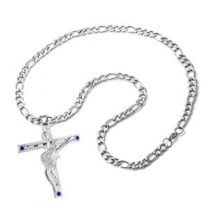 AFSTALR Johnny Hallyday - Pendentif Collier Chaîne Croix Johnny Guitare Rocker Métal Acier Inoxydable Argenté - Bijoux JH (AFSTALR, neuf)