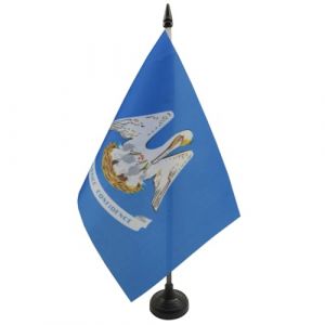 AZ FLAG - Drapeau De Table Louisiane 21x14 cm - Petit Drapeau De L'État Américain De La Louisiane De Bureau 100% Polyester Avec Hampe De 25cm Et Socle En Plastique Noir (AZ-FLAG, neuf)