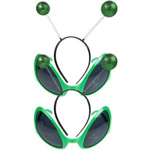 FOMIYES Lunettes Fantaisie Alien Et Serrage-tête Antenne Martienne Vert Ensemble 4 Pièces Accessoires De Costumes Fête Déguisement Adulte (Family&Personal, neuf)