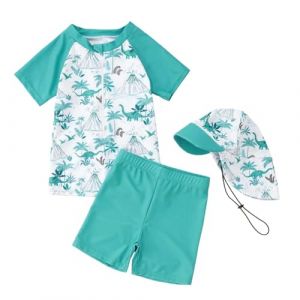 Maillot de Bain Enfant B&eacute;b&eacute; Gar&ccedil;on de 2 Pi&egrave;ces Anti-UV, Combinaison Zipp&eacute; &agrave; Manches Longues Imprim&eacute; + Chapeau &agrave; Large Bord Maillot de Bain B&eacute;b&eacute; Gar&ccedil;on Maillots de Bain Fille (PINTUTU SEXY, neuf)