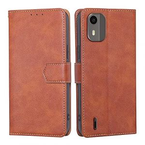 RankOne Coque pour Nokia C12 (6.3" inches), Coque Etui Protection Housse Premium en Cuir PU - Marron (Rankone, neuf)