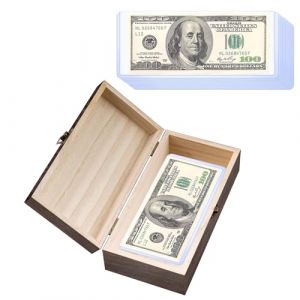 Caisses à Monnaie pour espèces en Bois Boîte à billets avec Serrure et 20 Porte-monnaie en plastique Porte-monnaie Boîte de Rangement d'argent for Cash 20x10x6 cm (FelisaHose, neuf)