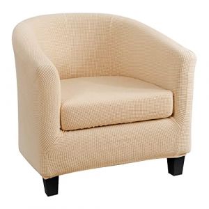 Jaotto Housse de Fauteuil Cabriolet 1 Place,Housse de Fauteuil Crapaud Extensible Chesterfield,Housse Fauteuil Salon Club il Lavable,Couverture de Fauteuil Facile à Installer(Jacquard#Beige,2 Pièces) (Jaotto, neuf)