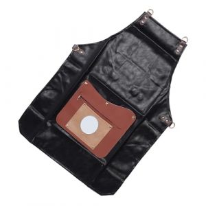 Dioche Tablier de Barbier en Cuir PU pour Coiffeurs Professionnels, Outils, Tablier avec 3 Grandes Poches pour Salon de Spa, Usage Domestique, Unisexe, Noir, 28,74 X 21,65 X 9,84 Pouces (Vertigo eu, neuf)