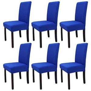 Leeyunbee 6 Pièces Housse de Chaise Moderne élastique, Amovible Lavable Extensible Housses de Chaise de Salle à Manger, Couverture de Chaise pour Décor Salle à Manger, Hôtel et Mariage (Bleu Royal) (Dosiko, neuf)