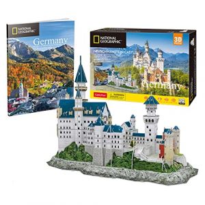 National Geographic - Puzzle 3D Château de Neuschwanstein | Maquette A Construire | Puzzle 3D Adulte Et Puzzle 3D Enfant | Puzzle Enfant 8 Ans | Maquette Jouet Enfant | 121 Pièces (Toytown Europe, neuf)