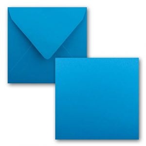 FarbenFroh® by GUSTAV NEUSER® Lot de 50 cartes simples, carrées, 15 x 15 cm, avec enveloppes, en bleu azur, pour cartes de vœux, etc. (GUSTAV NEUSER GmbH, neuf)