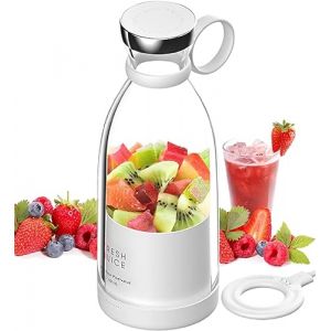 SOUTH AREA - Blender Smoothie Portable 350ml | Mixeur de Jus Frais USB Rechargeable | Mini Mixeur Personnel Facile à Nettoyer | 4 Lames en Acier Inoxydable, Blanc, Acier inoxydable (SouthArea, neuf)