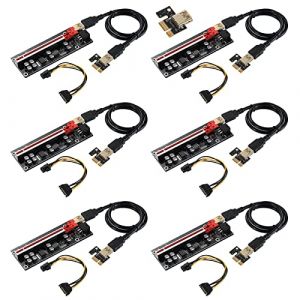 MZHOU PCIE Riser VER009S Adaptateur PCI-E PCI-E Riser 1X à 16X Extension Graphique pour Appareils de Minage Ethereum ETH Bitcoin, Plate-Forme de Minage de Crypto-Monnaie Numérique (6 Pièces) (Mzhou, neuf)