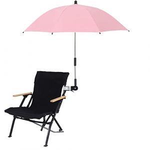 Parapluie de Chaise de Plage de Protection UV de 32 Pouces, Parapluie de Chaise étanche à L'eau avec Pince, Parapluie de Chaise de Plage Réglable Universel pour Chaise de Plage Poussette(Rose) (BOLONIYA, neuf)
