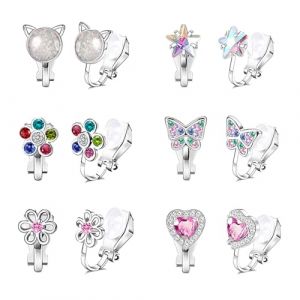 HMCEY 6 Paires Boucle D'Oreille Enfant Fille,Clips Oreilles Non Perc&eacute;es,Princesse Boucle Oreille Sans Trou,Hypoallerg&eacute;niques Boucles D'Oreilles Mode,Clip On Earrings Kids pour Cadeau Accessoire (EASYFLOW TRADE LTD, neuf)