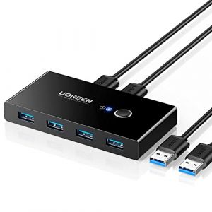 UGREEN Switch USB 3.0 Commutateur KVM Ports pour 2 PC Entrées 4 Sorties pour Clavier Souris Disque Dur Externe Imprimante Scanner Câbles Inclus (UGREEN GROUP LIMITED UK, neuf)