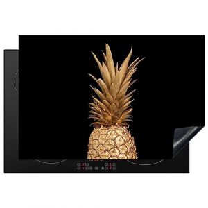 KitchenYeah© Protege Couvre Plaque De Cuisson Décoration Cuisine Tapis Protection Protecteur Induction 77x51 cm Ananas - Or - Peinture - Noir - Fruit - Luxe (KitchenYeah, neuf)