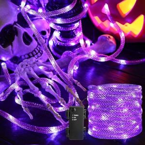 PhilzOps Guirlande Violet Halloween Décoration, 2.7M 36 LED Lumières de Noël Exterieure à Piles Étanche Guirlandes Lumineuses à Tubes pour Action de Grâces Maison Intérieue Terrasse Arbre Horreur Fête (PhilzOps-EU, neuf)