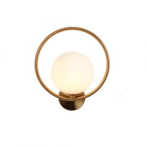 NICRX applique murale boule de verre blanc 150mm, Globe en verre blanc avec Base en laiton doré, applique murale pour chevet (NICRX, neuf)