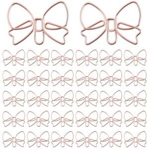 craspire 100Pcs Rose Gold Bow Trombones Bowknot Noeud Papillon Dr&ocirc;le Mignon Mini Trombones en m&eacute;tal Signets Planificateur Pinces d&eacute;coratives Supports pour Document Note Tri Organisateur DIY Artisanat (CRASPIRE FR, neuf)