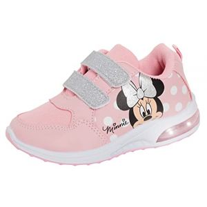 Disney Minnie Mouse Filles Light Up Baskets Enfants Touch Fasten Clignotant LED Chaussures de Sport (lora dora, neuf)