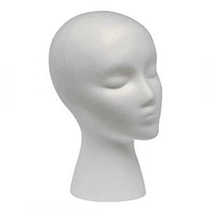 tête de polystyrène, tete pour perruque,tête de styromousse mousse mannequin, tete a perruque tete de mannequin avec visage féminin pour cheveux de perruque des lunettes chapeau afficher 11.02inch (weimoli, neuf)