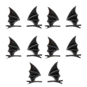 alloneslife Lot de 10 pinces à cheveux pour femme - Motif tête de mort - Avec ailes de mort - Pour Halloween - Noir - Ailes en polyuréthane (JINGYIKEJIGS, neuf)