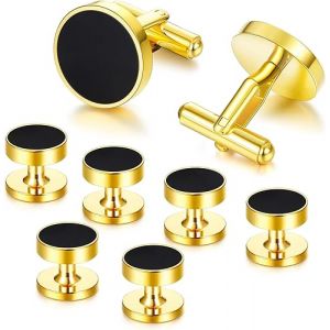 Diamday Boutons de Manchette Homme Acier Inoxydable Noir Rond R&eacute;tro Smoking Classique Chemise Costume V&ecirc;tements Accessoires Mariage Entreprise Dipl&ocirc;me Cadeau (Diamday, neuf)