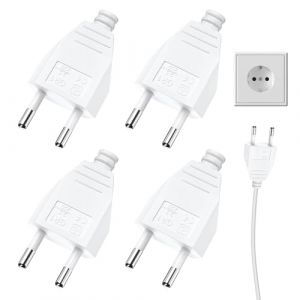 Prise Electrique Male 250V 2.5A, 4 Pi&egrave;ces Fiche Male Prise Electrique,Europ&eacute;enne Prise Male,Fiches Plates,Fiche Euro Fiche D'alimentation Domestique D&eacute;corative &agrave; Encastrer ou &agrave; Remplacer (AMAAL ABD LIMITED, neuf)