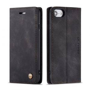 QLTYPRI Etui Coque pour iPhone 6/6S, Portefeuille Fentes Cartes Housse Antichoc Cuir PU Vintage Portefeuille Etui Compatible avec iPhone 6/6S - Noir (zhihen, neuf)