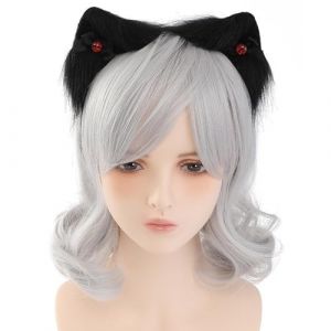 Watreketal Serre Tete,Serre-tête d'oreille de chat d'Halloween avec des performances d'œil de diable Serre-tête d'oreille de chat réaliste Jeu de rôle Animes Personnage Serre-tête (Xuanlang Trading, neuf)
