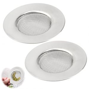 OUDQFCJ Lot de 2 Filtres pour &Eacute;vier, Douche ou Baignoire - Grille Anti-Cheveux et D&eacute;bris - Pr&eacute;vention des Canalisations Bouch&eacute;es - Acier Inoxydable Durable - Diam&egrave;tre env. 7,5 cm (Mapico, neuf)