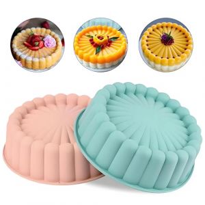 SYTTNUM Moule &agrave; Gateau Charlotte Mould En Silicone Rond 8 Pouces,Antiadh&eacute;sif R&eacute;utilisable Moules &agrave; G&acirc;teau Cannel&eacute;,Moule Layer Cake Pour Cheesecake Tarte Flan Pain D'Anniversaire No&euml;l (Clest  F&H, neuf)